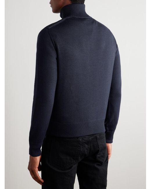 Tom Ford Blue Slim-Fit Suede And Merino Wool And Cashmere-Blend Jacket for men