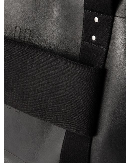 Rick Owens Black Webbing-Trimmed Burnished-Leather Weekend Bag for men