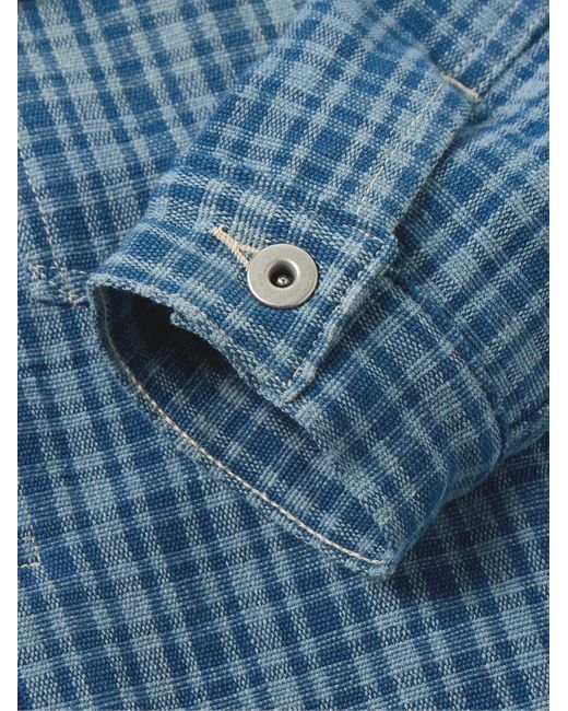 STORY mfg. Blue Tuesday Checked Organic Cotton Jacket for men