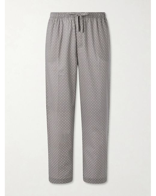 Derek Rose Gray Ledbury 96 Printed Cotton-Poplin Pyjama Trousers for men