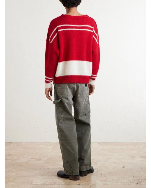 Enfants Riches Deprimes Rat Embroidered Striped Mohair And Silk-Blend Sweater for men