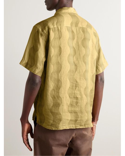 Frescobol Carioca Yellow Castro Striped Linen Shirt for men