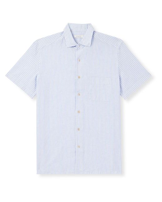 Boglioli White Striped Linen And Cotton-blend Shirt for men