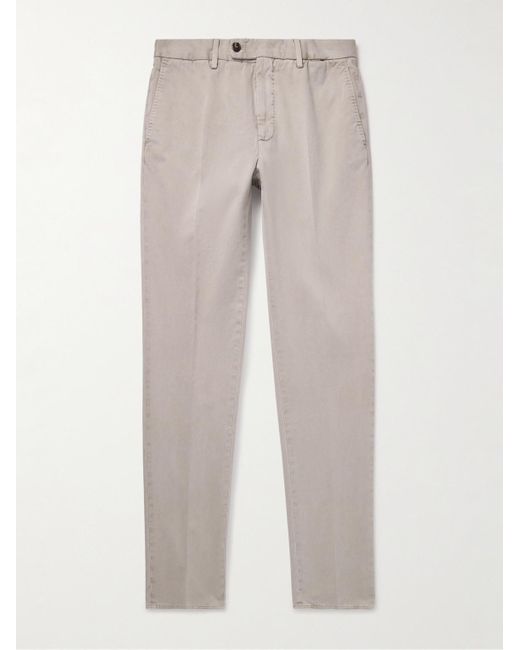 Pantaloni Slim-Fit A Gamba Affusolata di Incotex in Natural da Uomo
