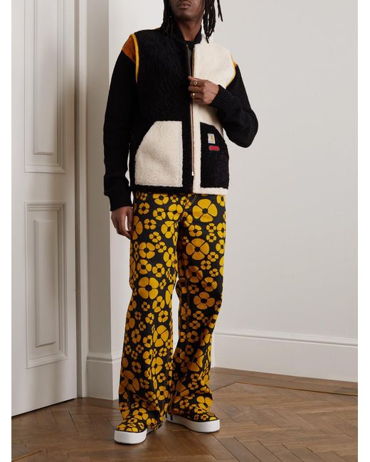 Marni Black Carhartt Wip Logo-Detailed Colour-Block Shearling Gilet for men