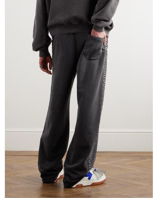 Off-White c/o Virgil Abloh Gray Straight-leg Embroidered Embellished Cotton-jersey Sweatpants for men