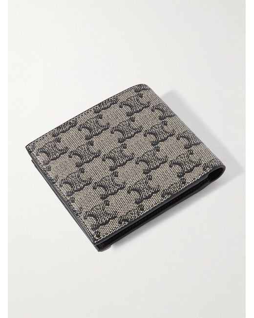 Céline Gray Triomphe Leather-Trimmed Coated-Canvas Billfold Wallet for men