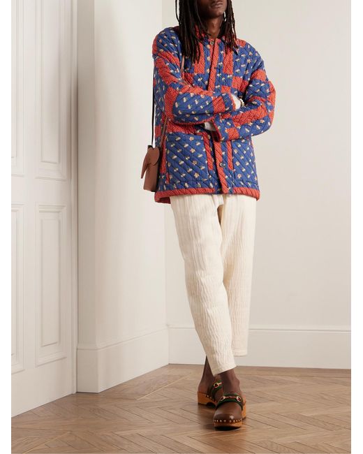 Bode Red Sheepfold Quilted Padded Printed Cotton Jacket for men
