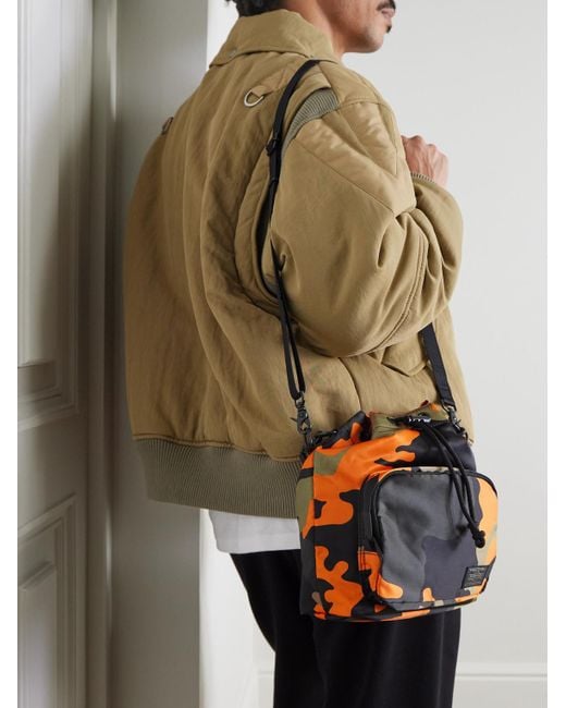 Porter-Yoshida and Co Black Balloon Sac Small Camouflage-Print Nylon-Twill Bucket Bag for men