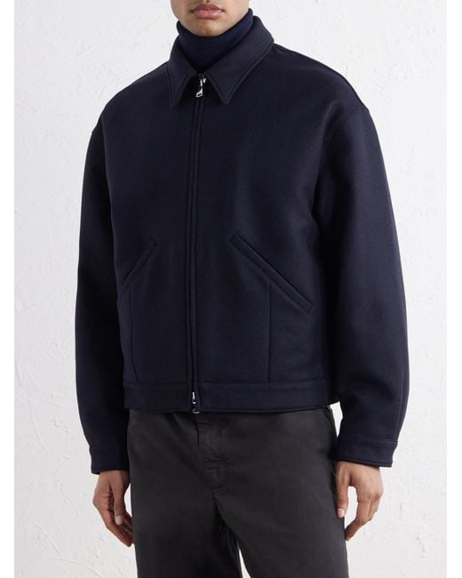 Valstar Blue Brushed Virgin Wool-Twill Bomber Jacket for men