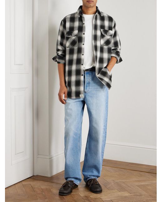 Orslow Black Checked Cotton-flannel Shirt for men