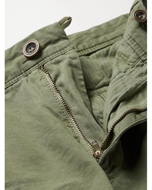 Slowear Green Slim-Fit Cotton And Linen-Blend Cargo Trousers for men
