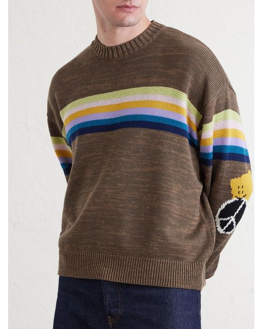 Kapital Gray Peckish Striped Cotton And Wool-Blend Sweater for men