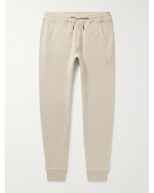 Tom Ford Natural Tapered Garment-Dyed Cotton-Jersey Sweatpants for men