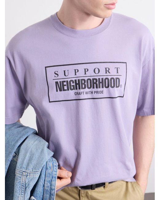 Neighborhood Purple Logo-Print Cotton-Jersey T-Shirt for men