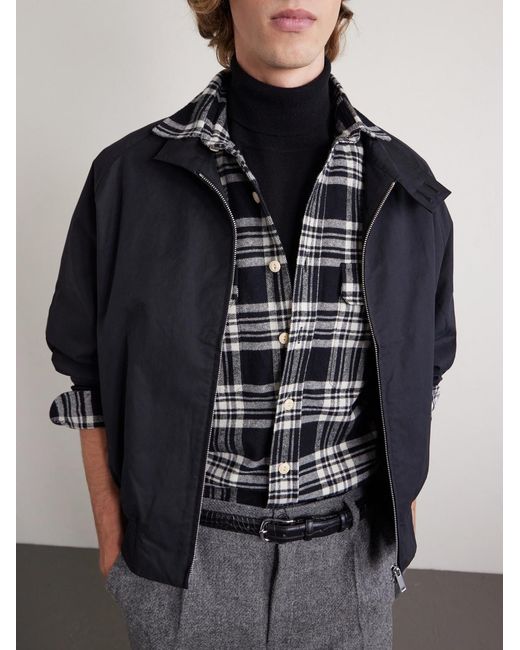 Drake's Black Checked Cotton-Flannel Shirt for men