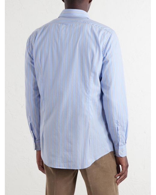 Massimo Alba Blue Genova Striped Cotton-Poplin Shirt for men