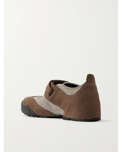 Roa Brown Loie Mesh-Trimmed Nubuck Sneakers for men