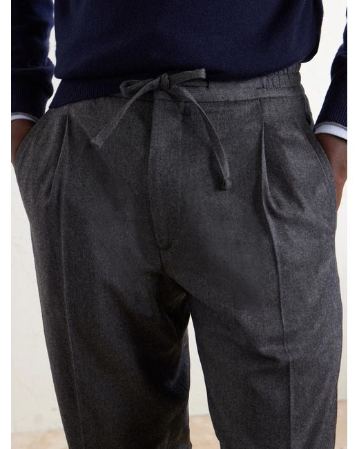 Lardini Gray Straight-Leg Wool And Cashmere-Blend Flannel Trousers for men