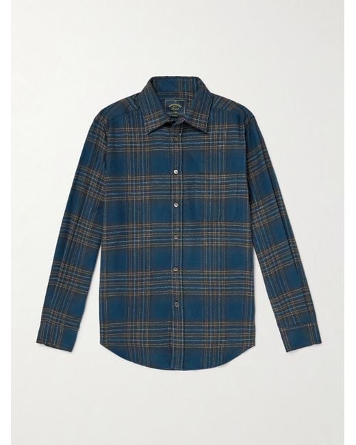 Portuguese Flannel Blue Bossa Checked Organic Cotton Shirt for men