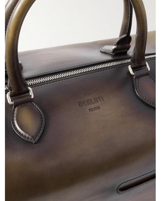 Berluti Brown Venezia Leather Weekend Bag for men