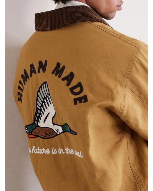 Human Made Natural Hunting Corduroy-Trimmed Padded Cotton-Canvas Jacket for men