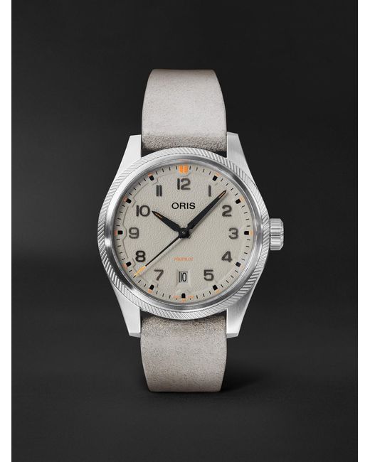Oris Black Propilot Date Automatic 41Mm Stainless Steel And Leather Watch, Ref. No.01 733 7805 4163-07 6 20 15Lc for men