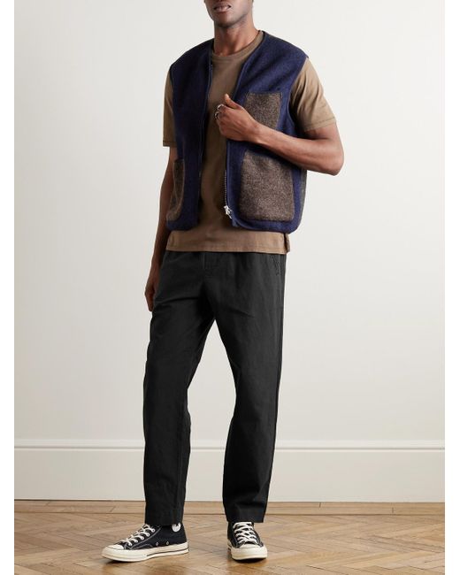 Folk Black Straight-leg Linen And Cotton-blend Trousers for men