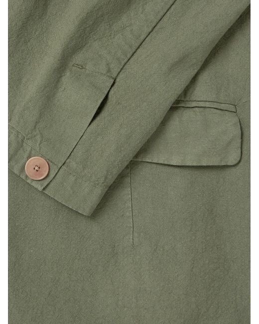Folk Green Lunar Linen And Cotton-Blend Suit Jacket for men