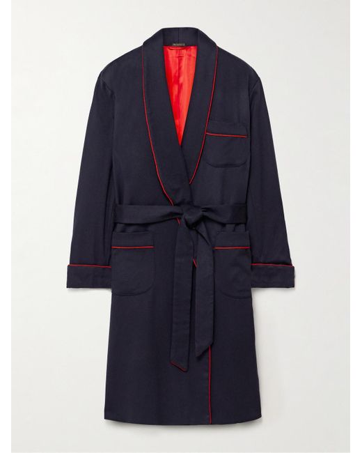 Rubinacci Blue Wool And Cashmere-blend Robe for men