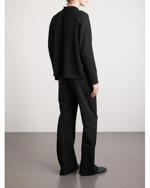 Bode Black Anisette Pointelle-knit Cotton Polo Shirt for men