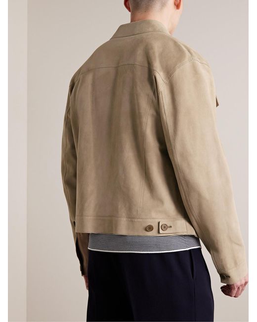 Giorgio Armani Natural Slim-Fit Suede Trucker Jacket for men