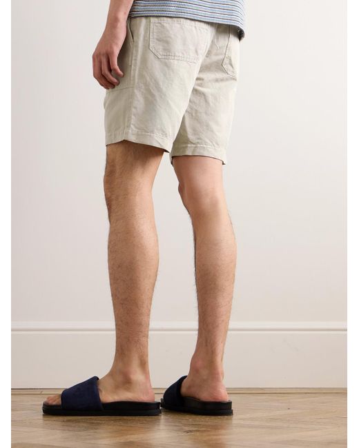 Mr P. Natural Straight-leg Cotton And Linen-blend Cargo Shorts for men