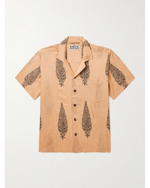 Kartik Research Natural Camp-collar Printed Silk Shirt for men