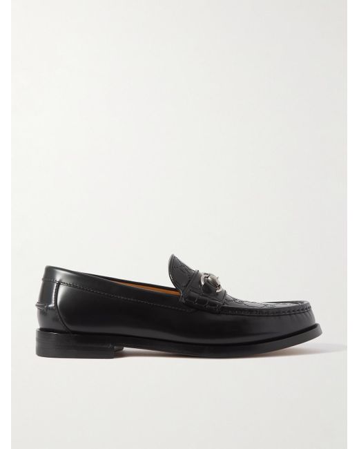 Gucci Kaveh Loafers aus Leder mit Logoprägung und Horsebit-Detail in Black für Herren