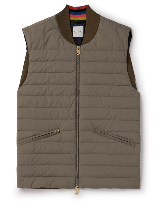 Paul Smith Brown Cotton-panelled Quilted Shell Down Gilet for men