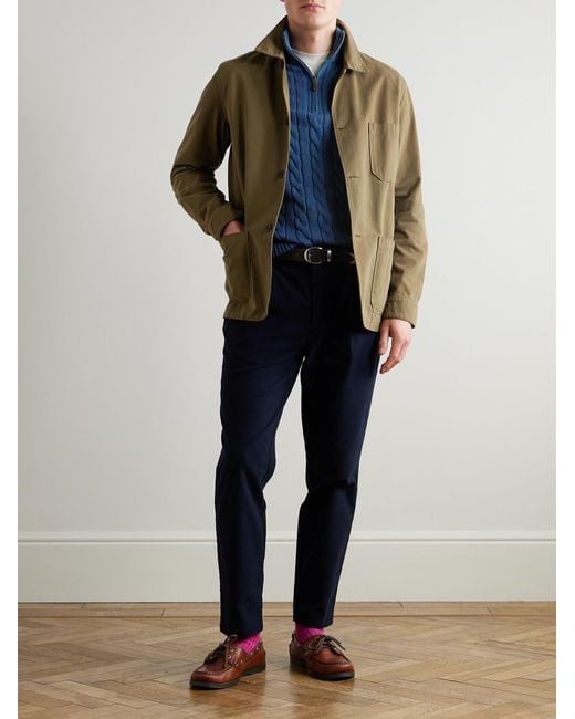 Polo Ralph Lauren Blue Logo-embroidered Cable-knit Cotton Half-zip Sweater for men