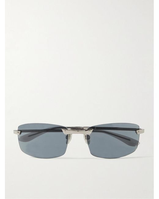 Acne Gray Abello Rimless Rectangular-Frame-Tone Sunglasses for men