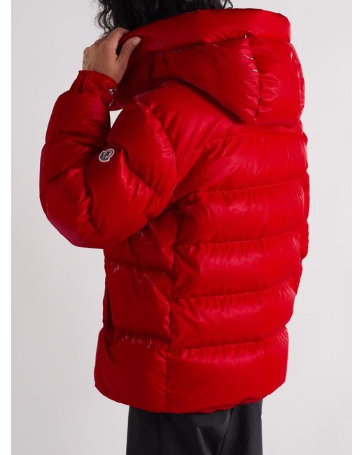 Moncler Red Verdon Quilted Coated Nylon-Ripstop Down Hooded Jacket for men