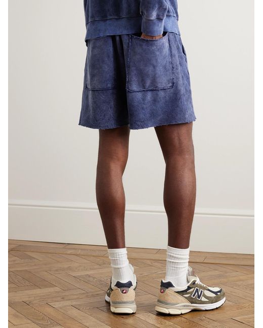 Les Tien Blue Yacht Straight-Leg Garment-Dyed Cotton-Jersey Drawstring Shorts for men