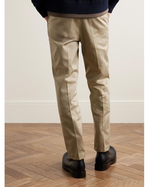 Sacai Natural Slim-fit Straight-leg Belted Cotton-twill Trousers for men