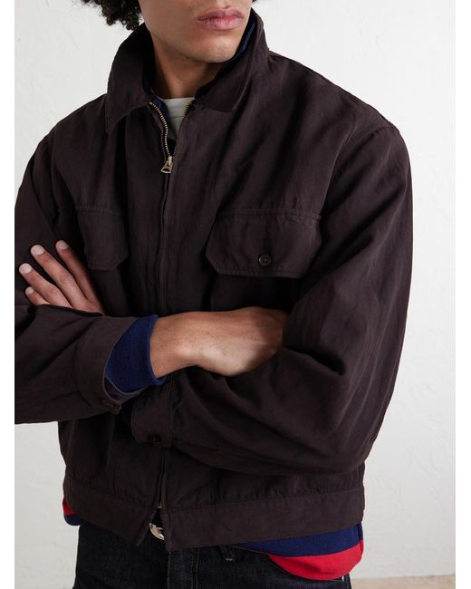 Kaptain Sunshine Black Cotton And Linen-blend Jacket for men