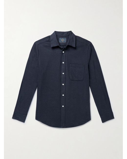 Portuguese Flannel Blue Teca Brushed Cotton-twill Shirt for men