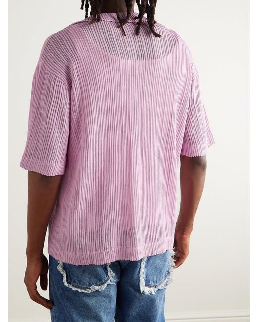 Julian Pointelle-Knit Shirt di Séfr in Pink da Uomo