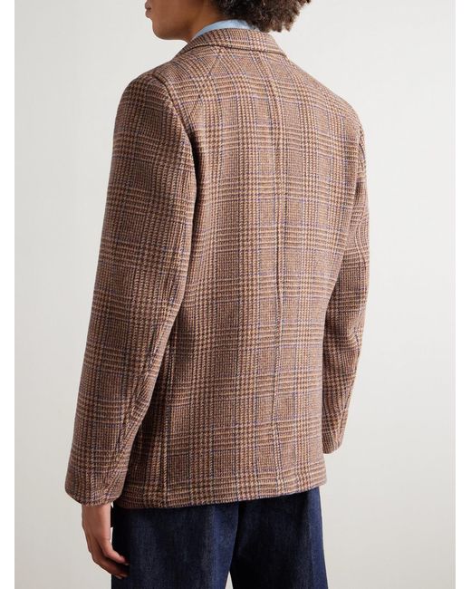 Drake's Brown Mk. Vii Games Unstructured Prince Of Wales Checked Virgin Wool Blazer for men