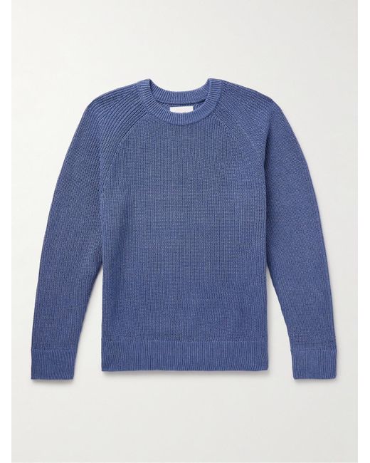 NN07 Blue Jacobo 6470 Ribbed Cotton Sweater for men