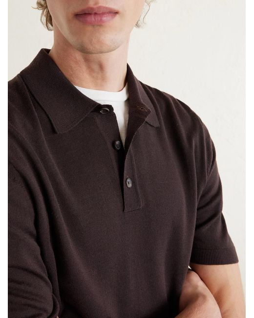 Mr P. Brown Merino Wool Polo Shirt for men