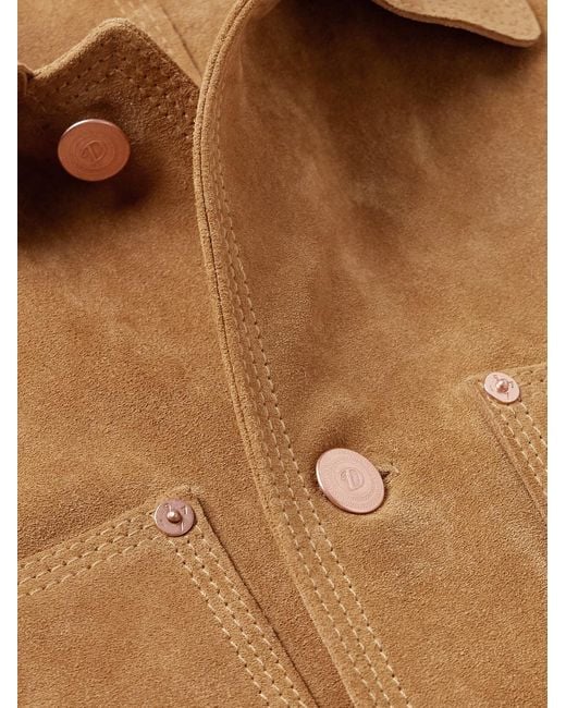 Drake's Brown Welder Suede Chore Jacket for men