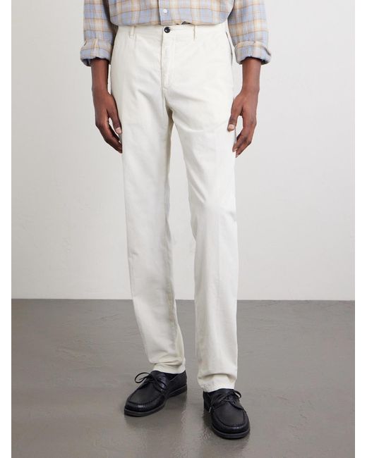 Slowear White Straight-leg Cotton-corduroy Trousers for men