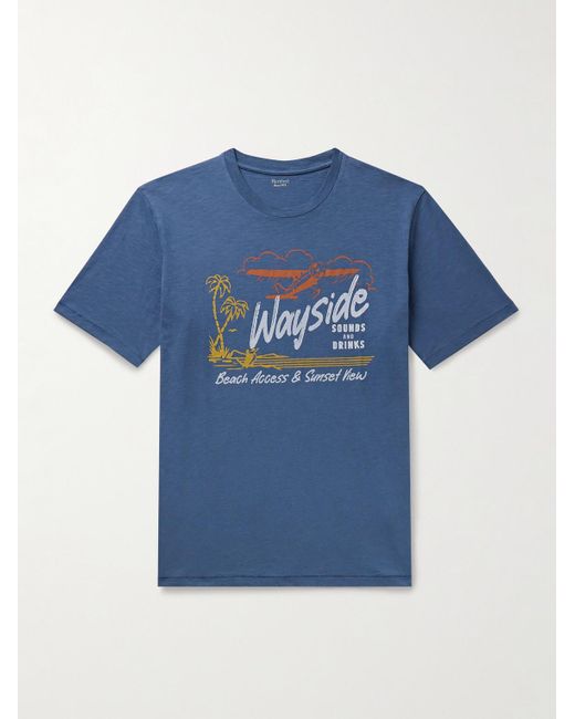 T-shirt in jersey di cotone fiammato con stampa Wayside di Hartford in Blue da Uomo
